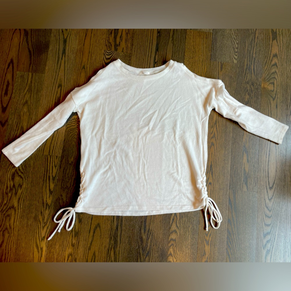 White Mushy Open Shoulder Loose Top with Lace Sides